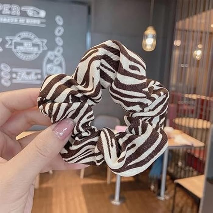 Girls Hair Bow Hair Band Hair Rope Elastic Band Scrunchie Hair Scrunchie Hair Scrunchies Hair Scrunchies Hair Bun Scrunchies Women (Random Stripe 1pcs) - Image 3